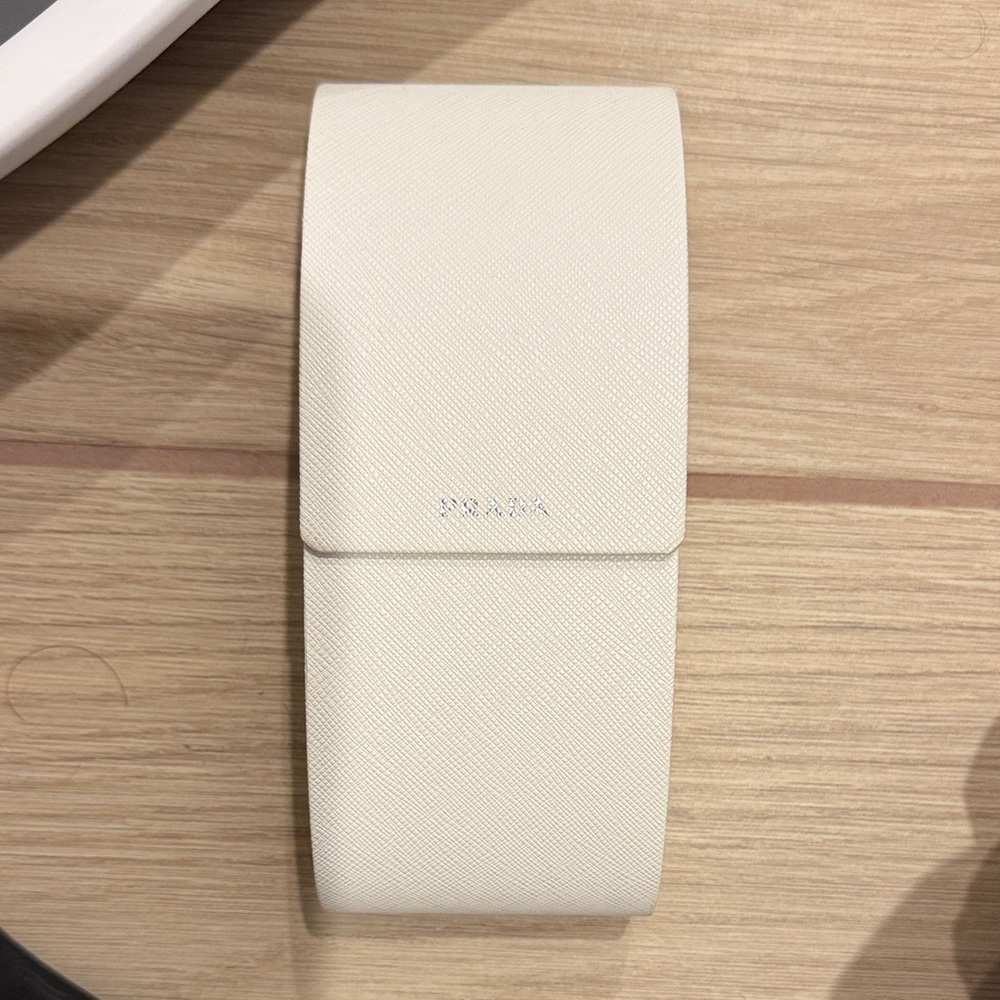 Prada Ivory Textured Sunglasses Case